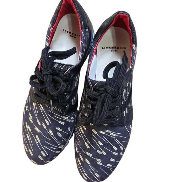 Liebeskind Berlin Black Arrow Leather Lace Up Women Sneakers EUR 37 - Picture 2 of 5